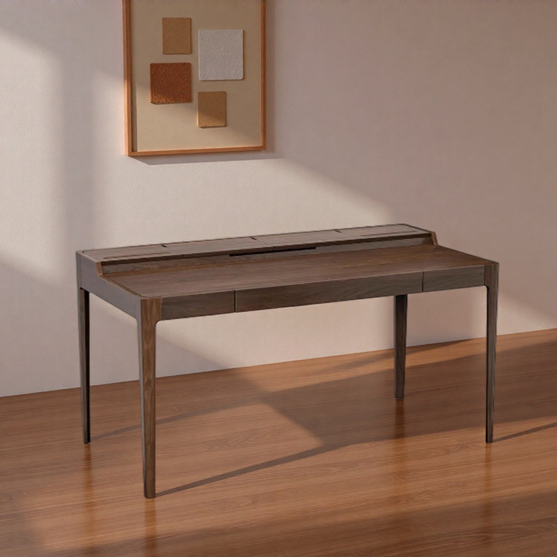 Bureau d'écriture simple en bois de frêne très fonctionnel, H 30,7 po x l 55,11 po x P 27,55 po, Marron foncé