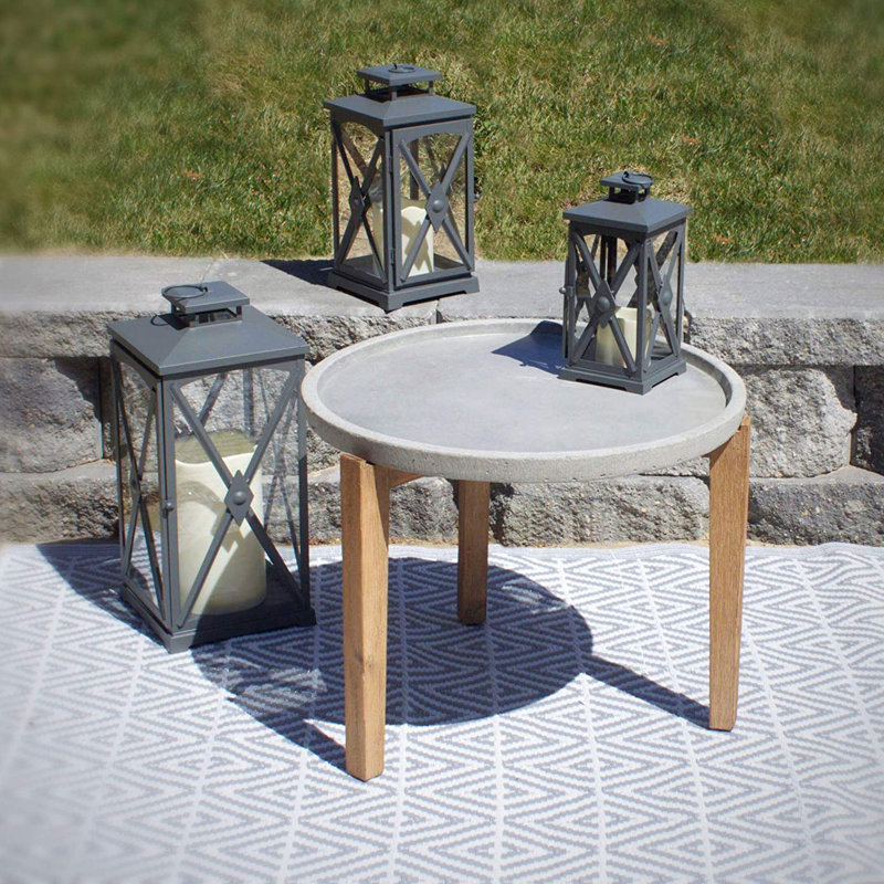 Table d'appoint, gris, Chêne, H 19 po x l 24 po x P 24 po