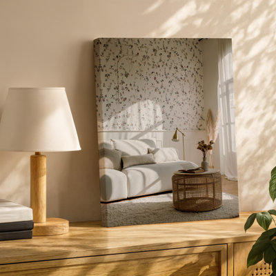 Canvas A Cozy Scandinavian Living Room Bathed In Soft Natural Light Wall Art Featuring A White Plush Sofa Adorned With Cream And Beige Canvas Wall Art