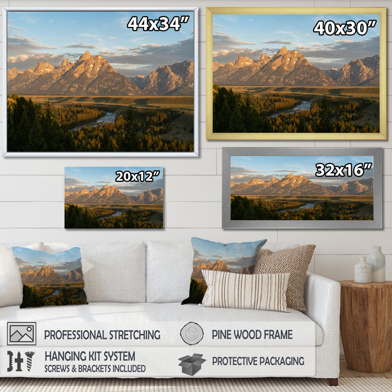 «Alaska Lake And Mountain Scenery II», reproduction sur toile, H 24 po x l 32 po x P 1 po, Cadre photo argenté