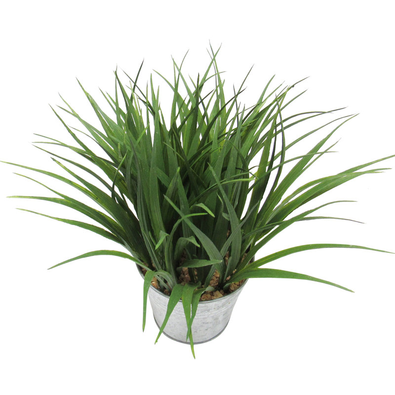 9'' Faux Herbs Grass in Metal Pot