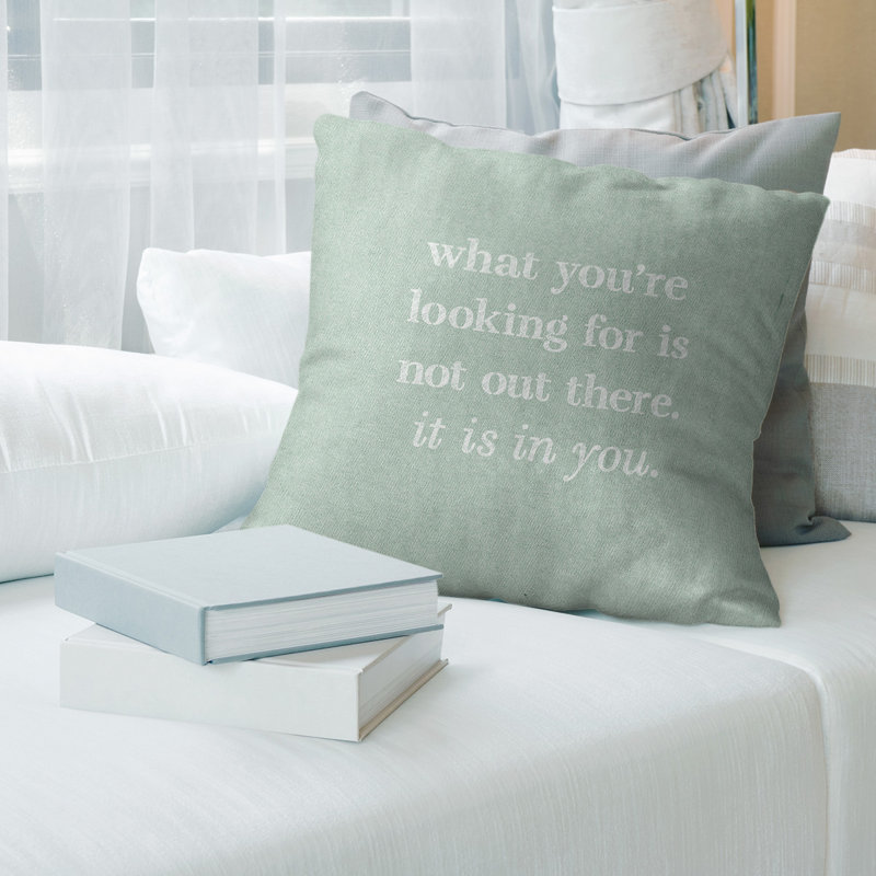 Coussin à la main, 18 po x 18 po, Vert / blanc, Housse de coussin seulement - sans coussin