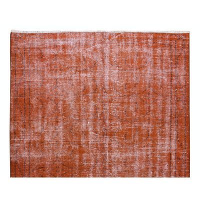 5x8 Ft Hand Knotted Turkish Wool Rug. Orange Carpet for Contemporary Interiors