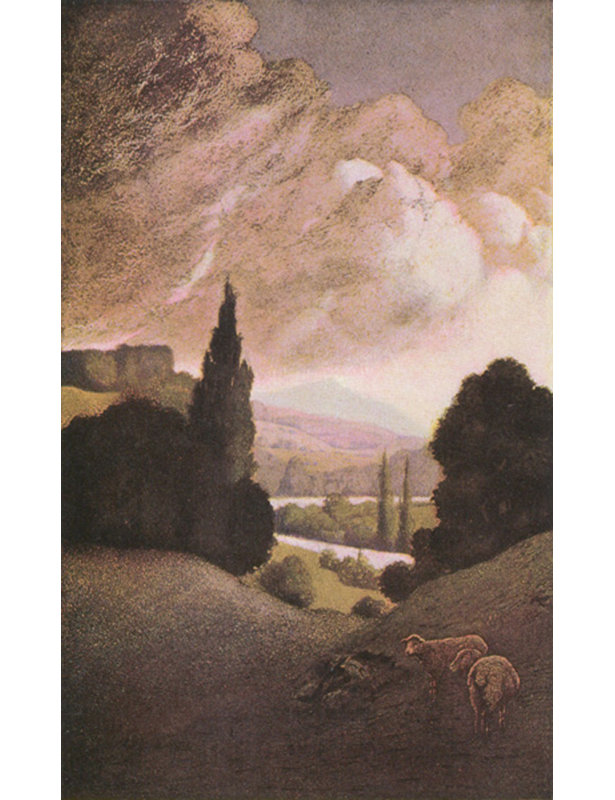«New Pleasures I» par Maxfield Parrish, toile tendue avec châssis, H 40 po x l 28 po