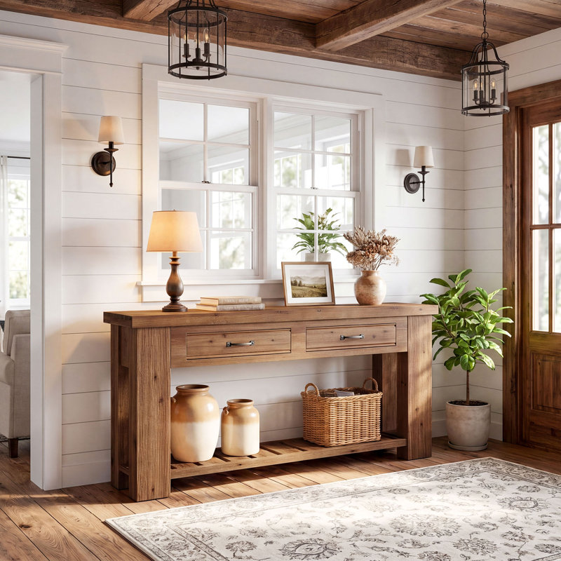 63cm Solid Wood Console Table
