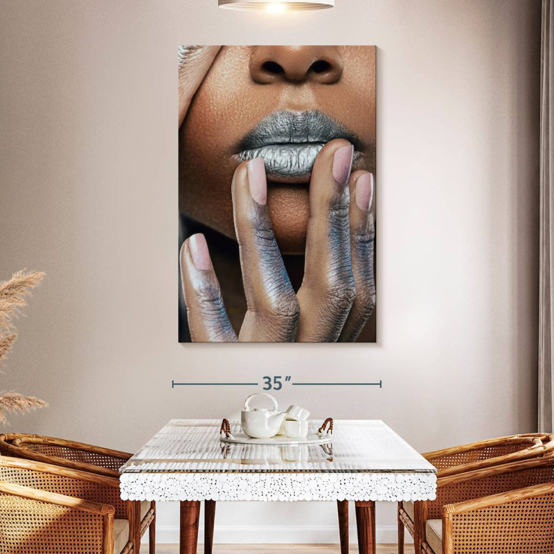 Shuttleworth Metallic Silver Lips, 51" H x 34" W
