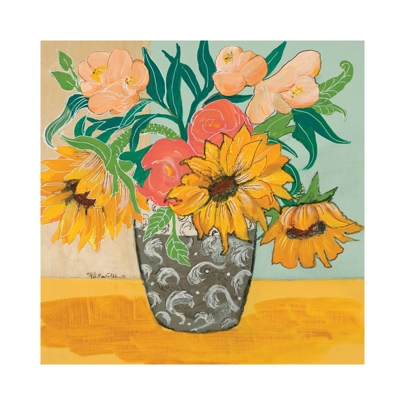 Summertime Vase by Robin Maria - Painting on Canvas, 66.04 cm H x 66.04 cm W x 1.91 cm D, Wrapped Canvas