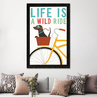 Dachshund Bicycle II 1 Piece Floater Frame Wall Art on Canvas