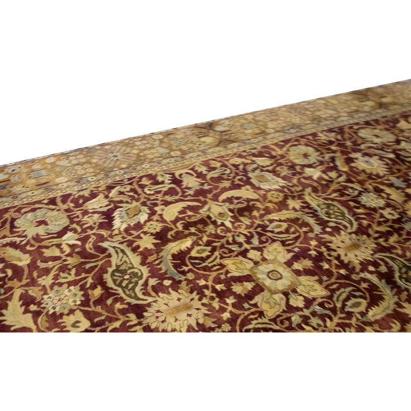 High-Quality Hand-Knotted Red And Gold Area Rug
