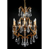 6 - Light Candle Style Empire Chandelier with Wrought Iron Accents