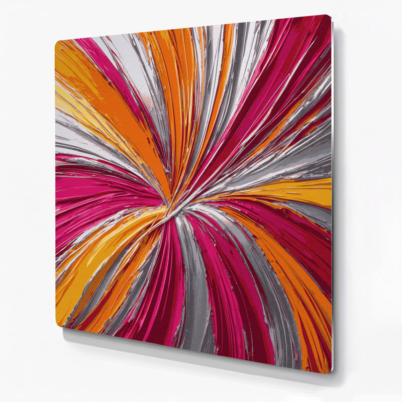 «Lyrical Abstraction 76», art mural en métal rouge, H 32 po x l 32 po