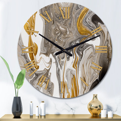 Horloge murale moderne dorée et grise