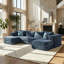 Canapé modulaire modulaire avec repose-pieds et velours moelleux-1112470811