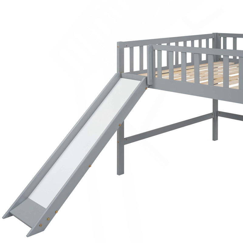Lit mezzanine bas avec échelle et toboggan, Grey