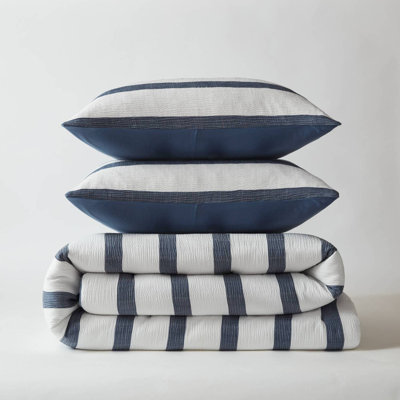3-Piece Yarn-Dyed Striped King/Cal King Comforter Set