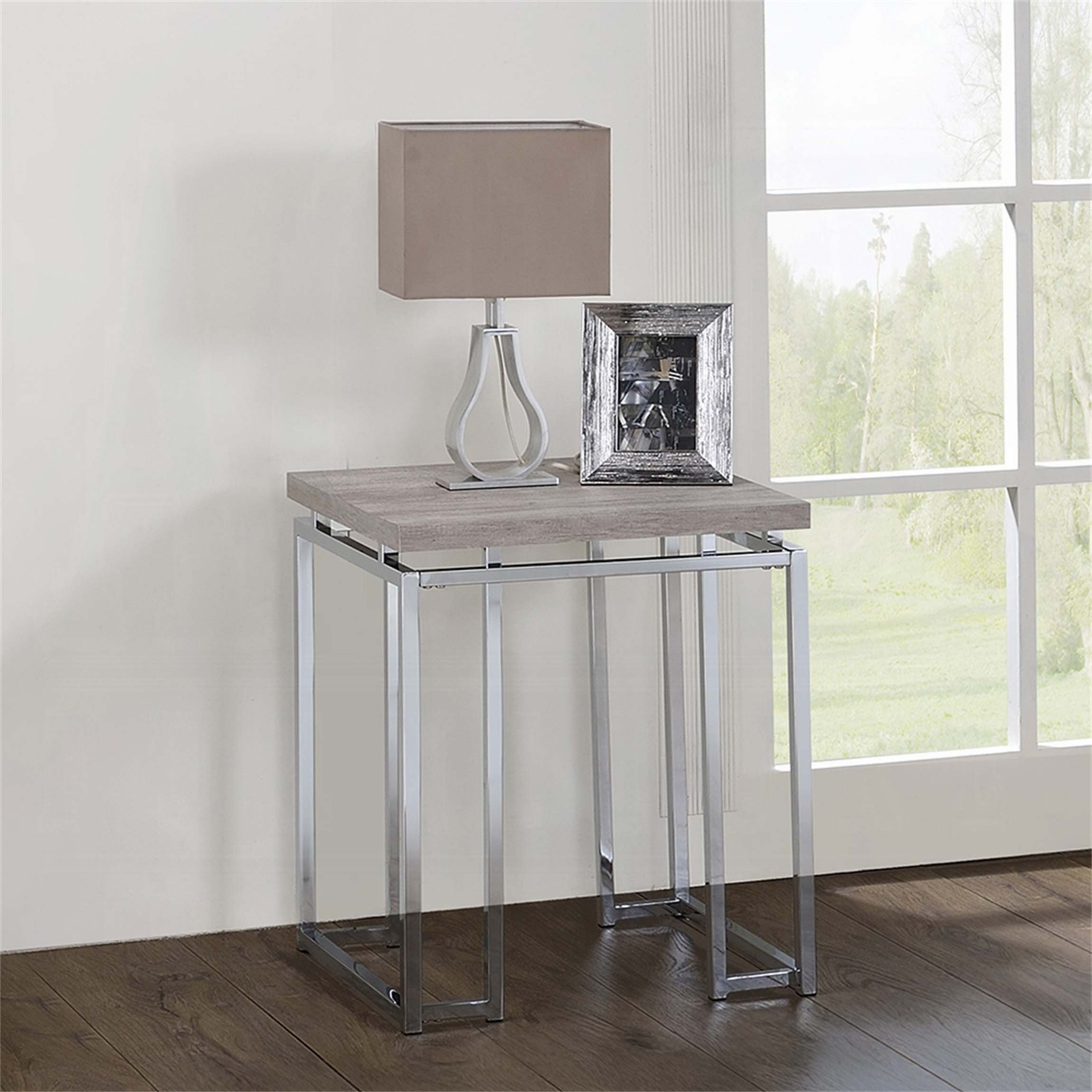 Latitude Run® Modern Contemporary End Table with Natural Oak Top and ...