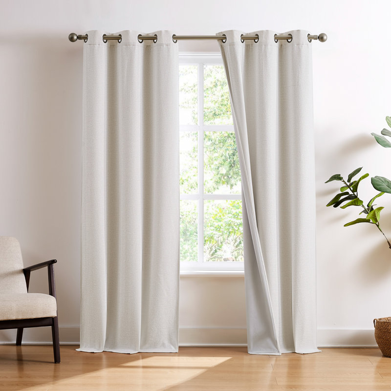 Brookstone Alfred Blackout 2-Panel Window Curtain Set, Beige, 38" x 84"
