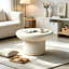 Tables de bout Modern, table d'appoint en fibre de verre crème 31,5 pouces pour la maison