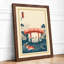 Red Bridge at Twilight Japandi - Framed Print-804388752-804388765
