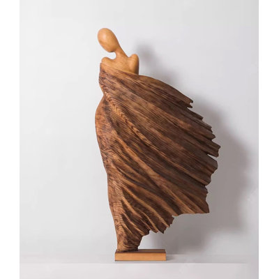Artistic Flowing Dress Wooden Figurine Ornament For Living Room