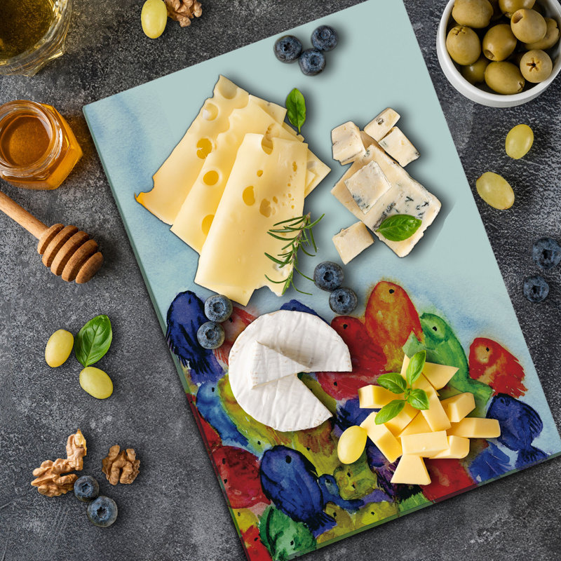 Ambesonne Fish Cutting Board Large Size Watercolor Multicolor