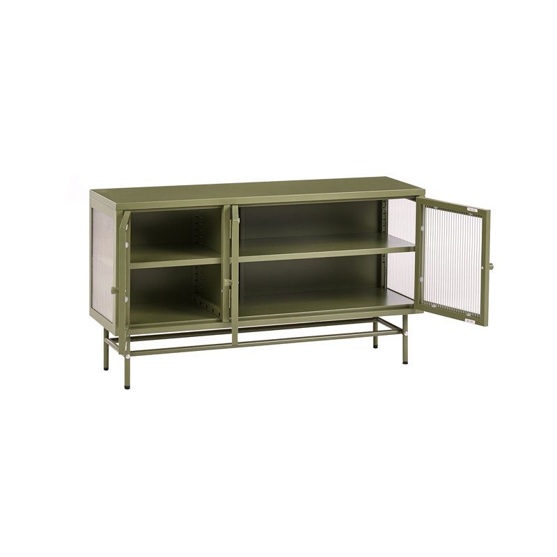 Glass Display Sideboard Argyrios Metal 115 cm Green