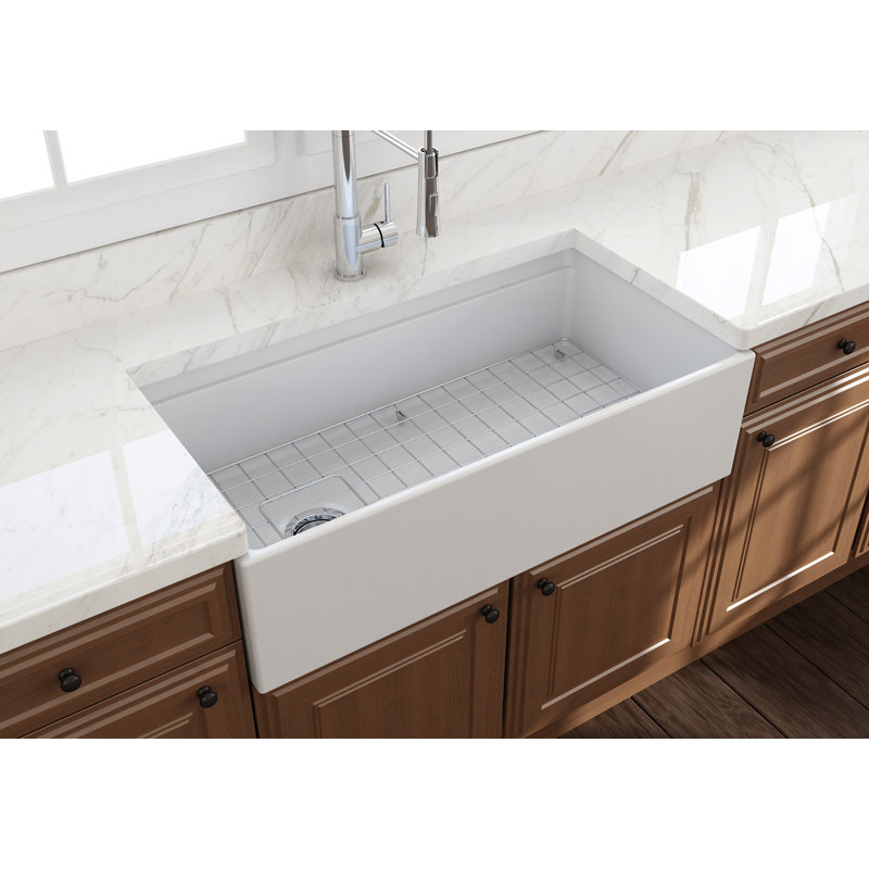 30'' L Single Basin Kitchen Sink, Matte White