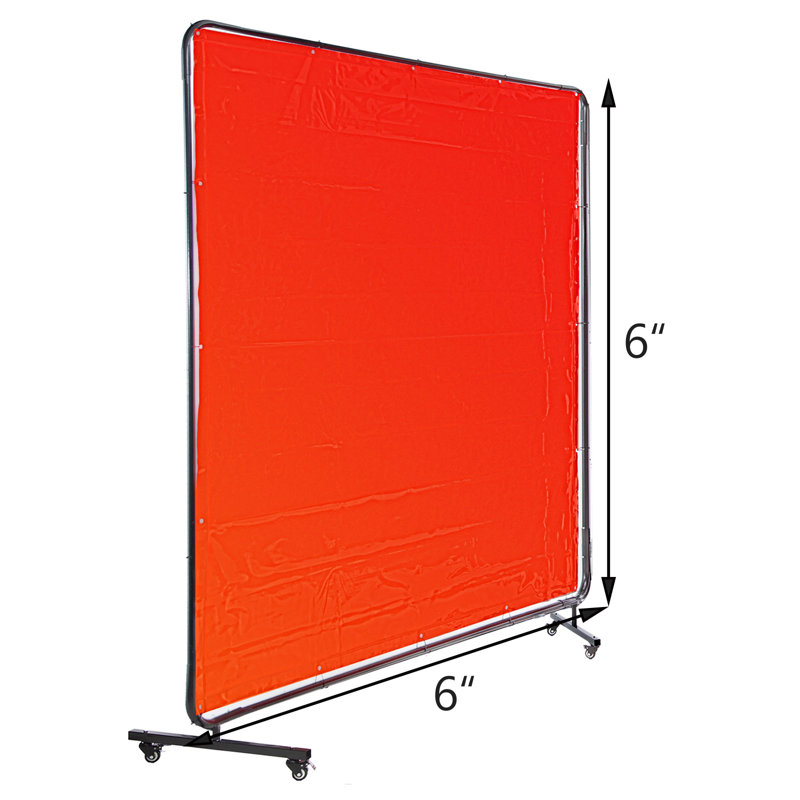 Rideau de soudure à soudure 3 panneaux 6 pi x 6 pi ignifuge, cadre, rouge