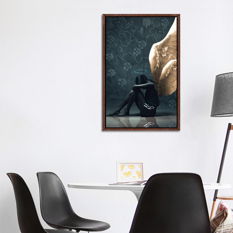 Sitting Angel by Harry Odunze - Gallery-Wrapped Canvas Giclée on Canvas, Classic Wood Framed, 101.6 cm H x 66.04 cm W