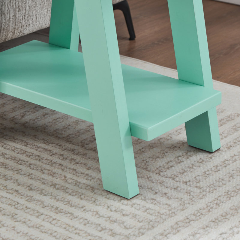 Table de bout avec rangement Angeleca, Sarcelle, H 22 po x l 23,5 po x P 14 po