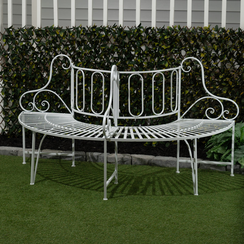Banc pour arbre en métal Penn, H 37 po x l 68,9 po x P 34,25 po, Blanc