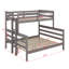 Lit simple superposé au-dessus de grand lit simple avec échelle, barrière de sécurité, peut être séparé en 2 lits