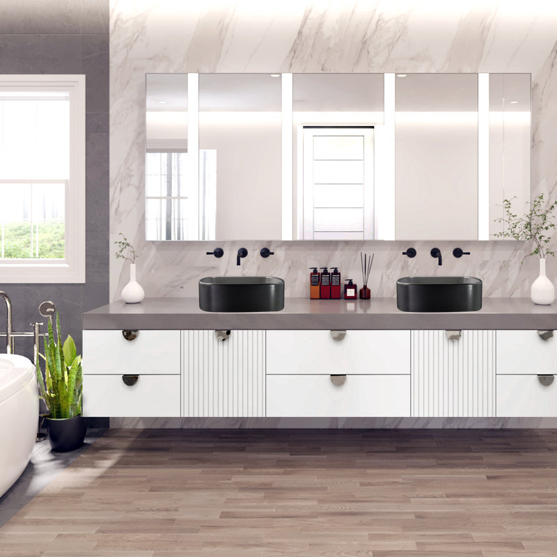 Regatta Poured Square Vessel Bathroom Sink, Matte Black