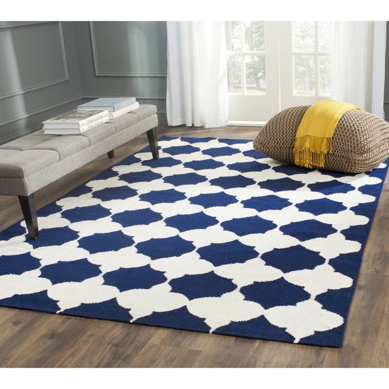 Tapis géométrique tissé à la main à motif banane en soie / laine / coton Rodgers, Rectangle 6 pi x 9 pi