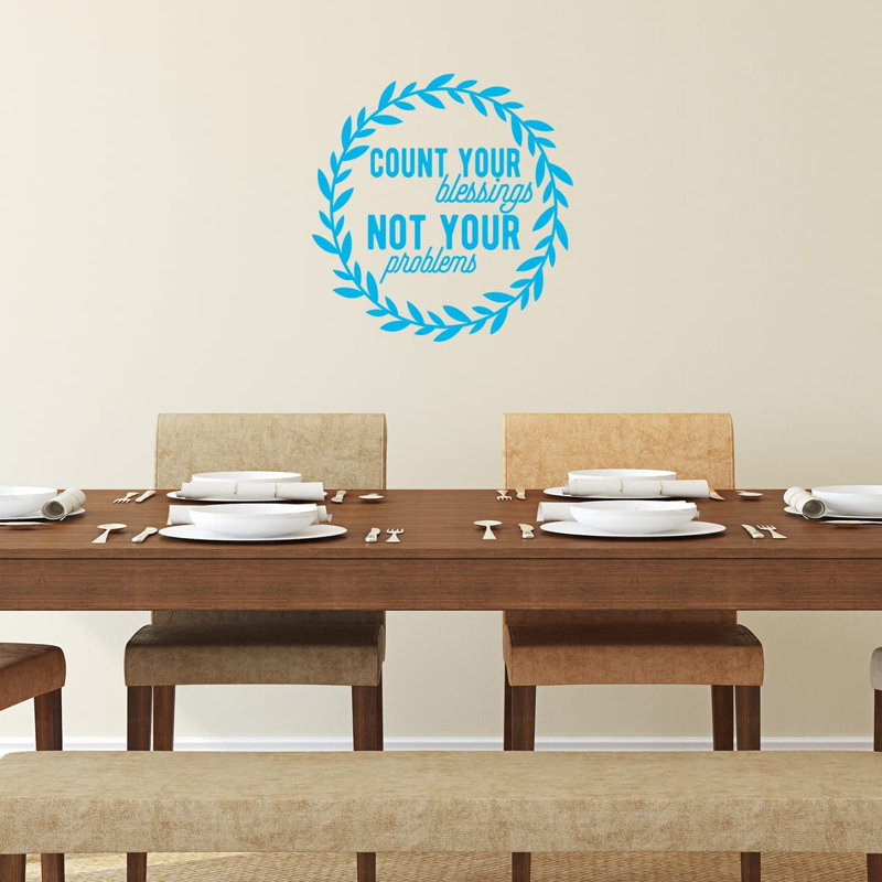 Adhésif décoratif «Count your Blessings Not Your Problems», H 13 po x l 13 po, Bleu ciel