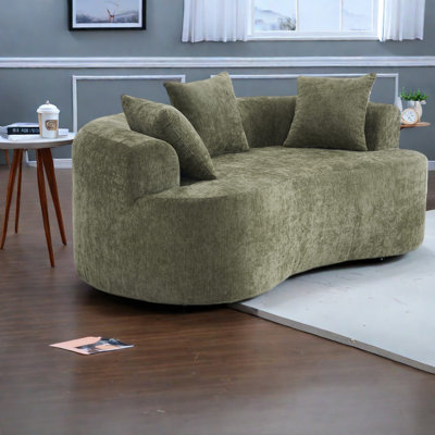 Compression Sofas, Chenille 66.9 Inch Modern Curved Loveseat For Home