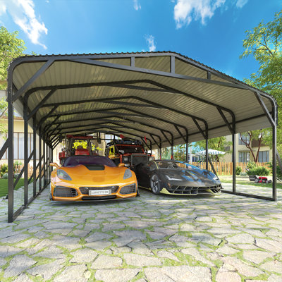 20 ft. W x 40 ft. D Metal Carport with Reinforced Heavy-Duty Steel Frame, Large Outdoor Canopy Shelter for Vehicles & Equipment