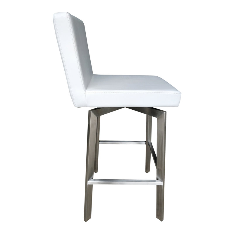 Giro 26" Swivel Bar Stool with Cushion, Counter Stool (26" Seat Height), White