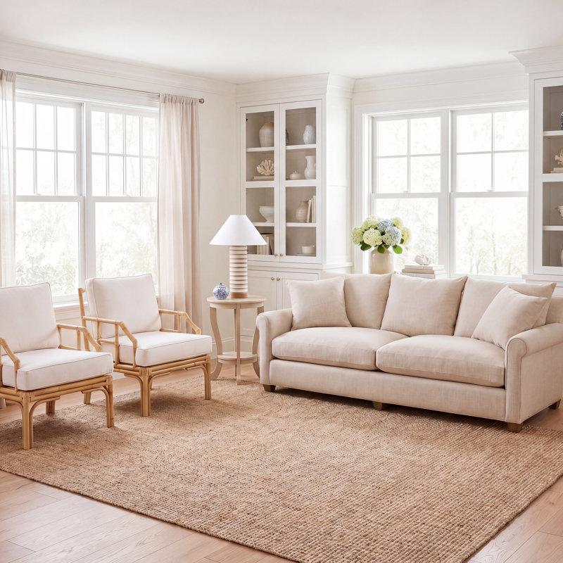 Calidia Handwoven Beige Area Rug, Rectangle 8' x 10'