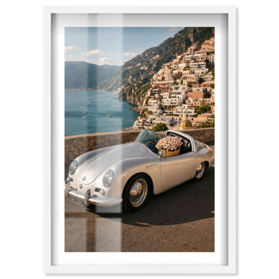 Speedster Italia Shadowbox Print Living Room Wall Decor by Notoriart, White Frame