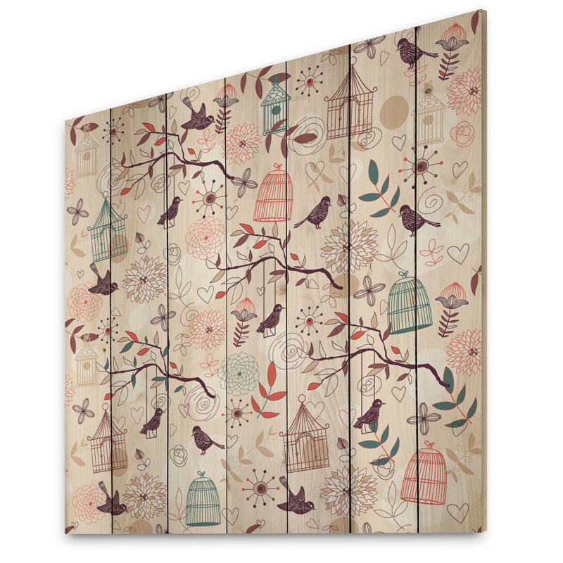Motif d'oiseaux - impression sur, H 30 po x l 30 po x P 1 po