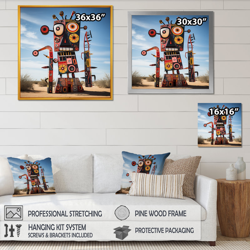 Statue psychédélique mexicain V - fruits, art mural, H 16 po x l 16 po x P 1 po, Toile tendue