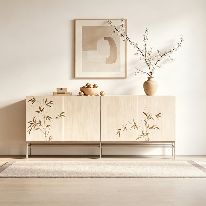 Buffet minimaliste moderne de style chinois, H 35,4 po x l 70,8 po x P 15,7 po