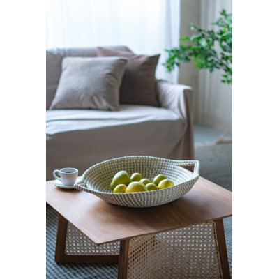Bol décoratif en ruppie maritime naturel / blanc Kyran