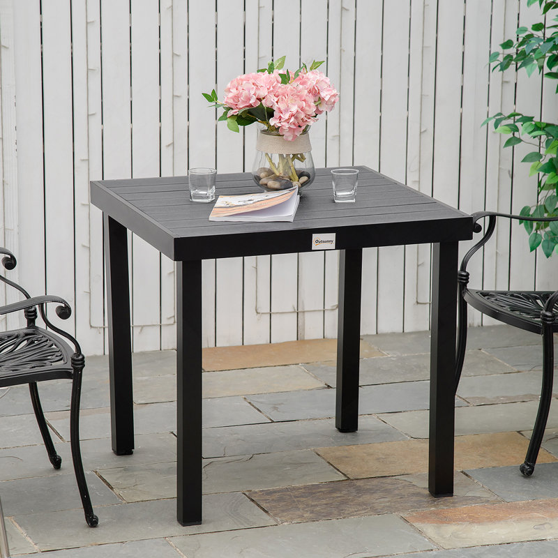 Outsunny Outdoor Dining Table For 4 Person, Square, Aluminum Metal Legs For Garden, Lawn, Patio