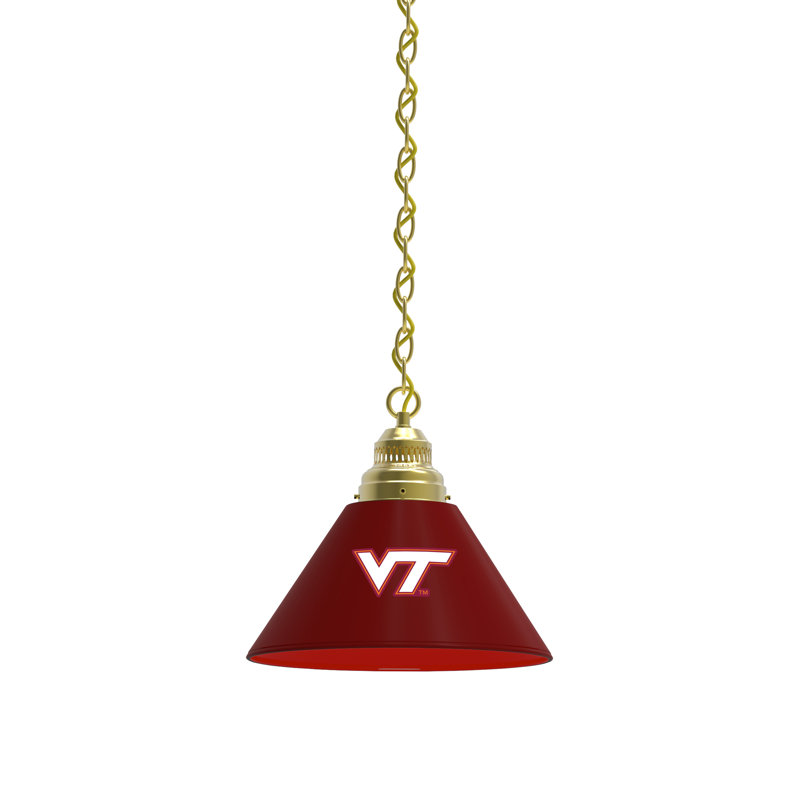 1 - Light Single Pendant, Virginia Tech Hokies, Brass
