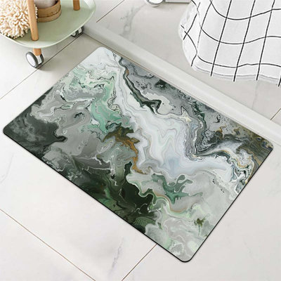 Tapis de bain en terre de diatomées, peinture grise, verte, volume ultra-absorbant, séchage rapide, absorbant, écologique, facile à nettoyer pour la salle de bain, tapis de porte 16 x 24 pouces (40 x 60 cm)