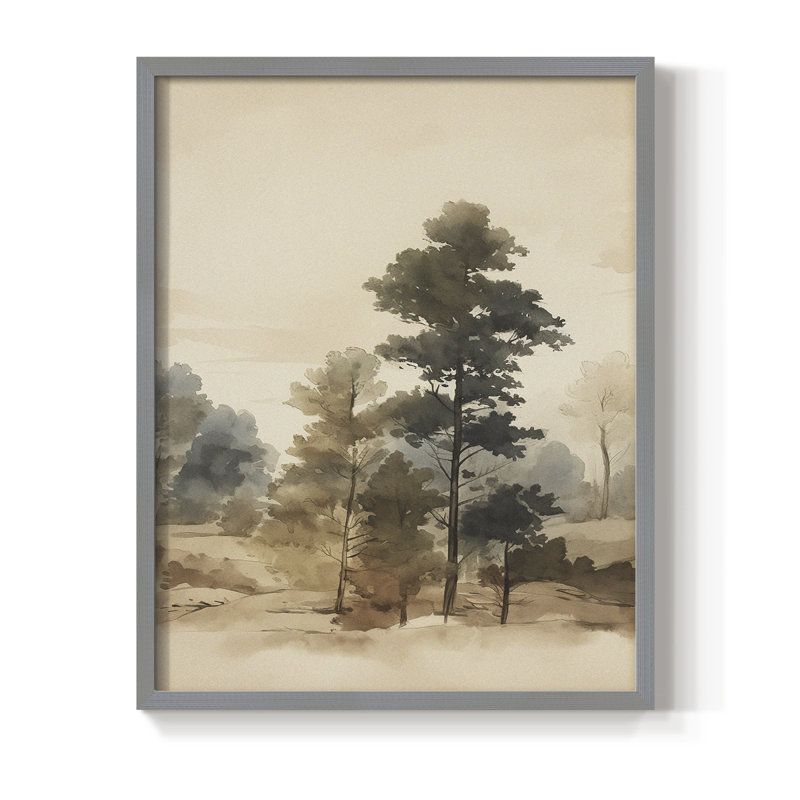 Vintage Landscape X Framed Print - Solid Wood, Gray, 11" H x 9" W