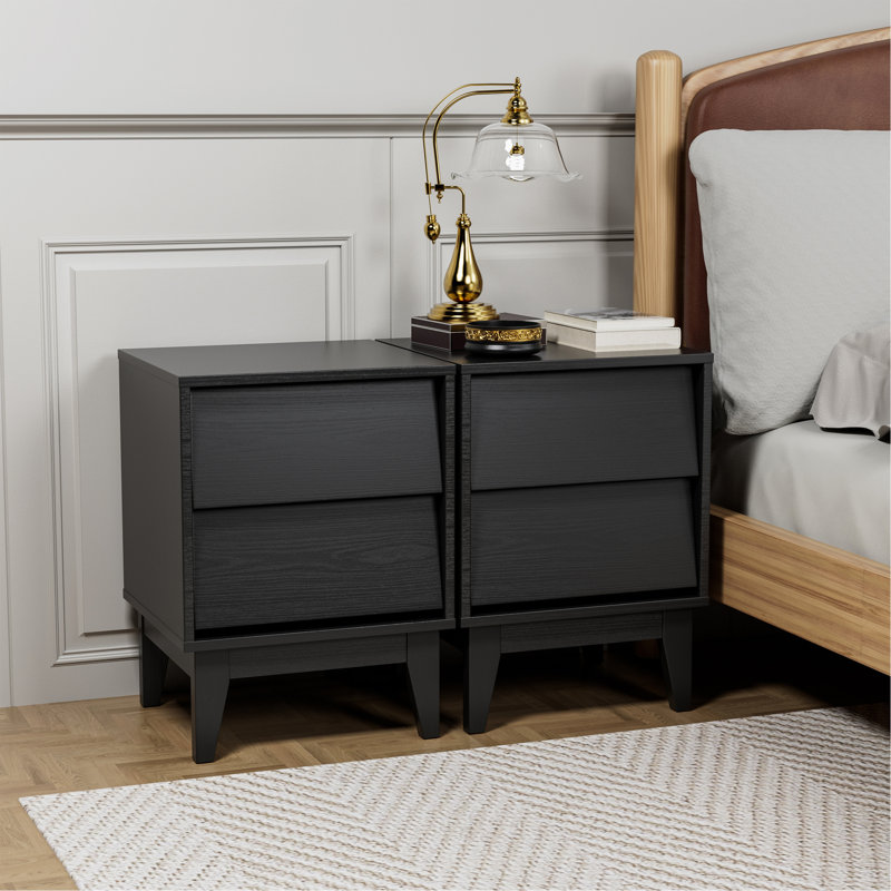 Dominyka 15.80'' W Nightstand, Black