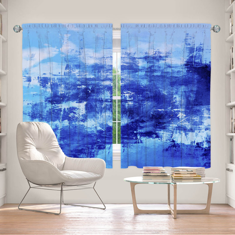 Rideau en polyester, L 56 po x L 78 po, Bleu